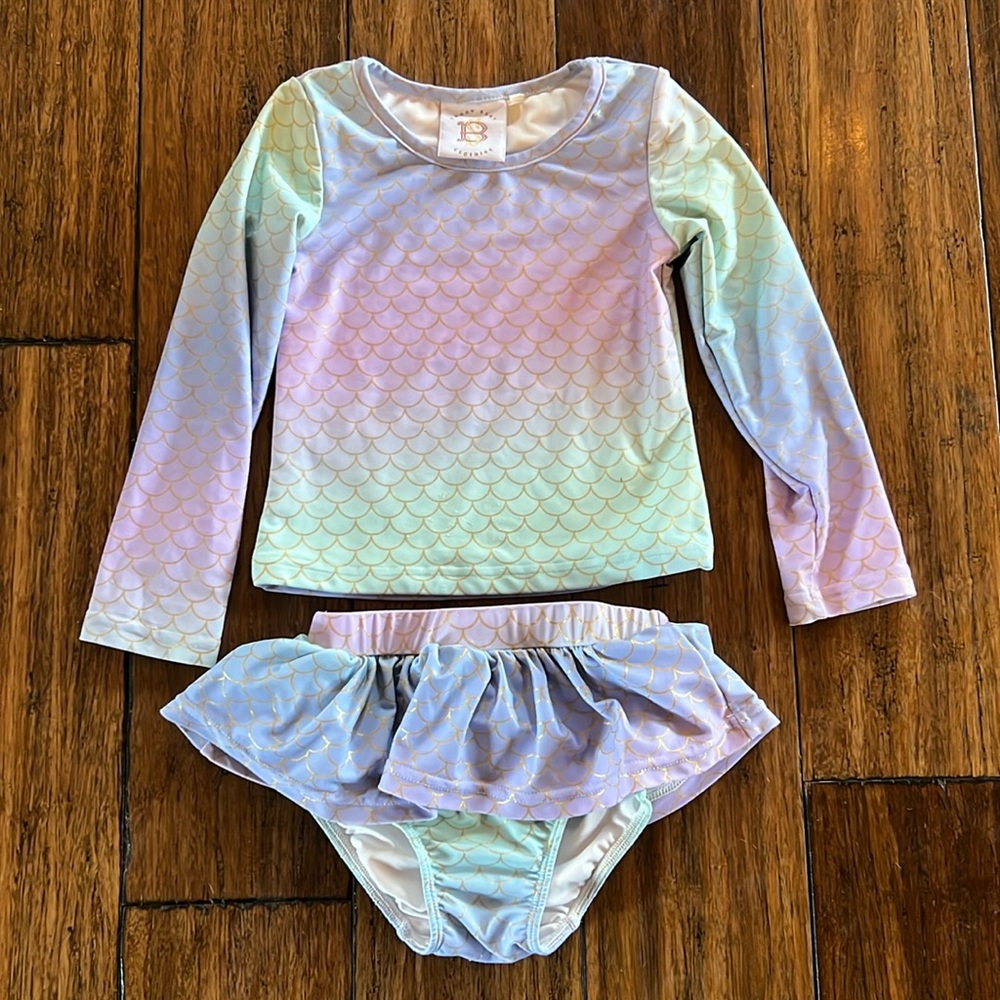 Pastel Mermaid Kids Swim One Piece